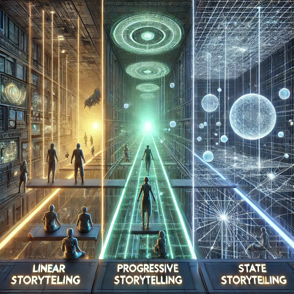 System Art: Progressive Storytelling vs. State-Based Approach